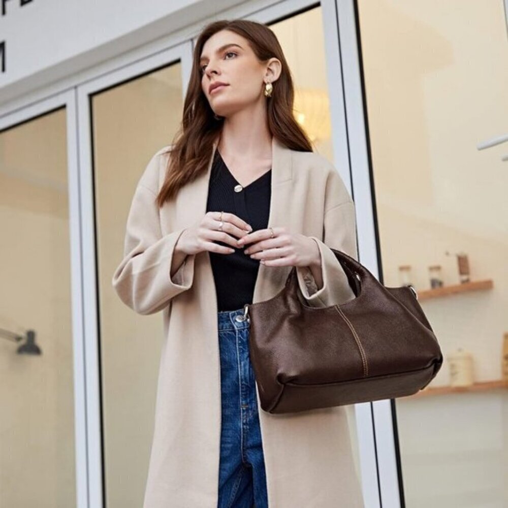 🆕Women Coffee Genuine Leather Shoulder Bags Purses Satchel Designer Handbags - Picture 3 of 8